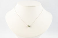 Sparkling Blue Green 9mm Pearl Solitaire Necklace on 14K White Gold