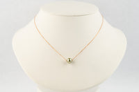 Pale Pistachio 9mm Tahitian Pearl Solitaire Necklace on 14K Rose Gold