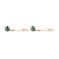 Royal Blue Tahitian Pearl Poseidon Earrings on 14K Yellow Gold