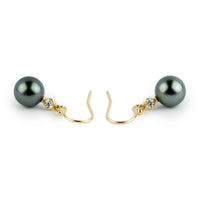 Tahitian Pearl & Diamond Aurora French Hook Earrings on 14K Yellow Gold