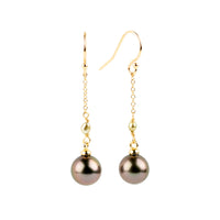 Terracotta Pink Tahitian Pearl Poseidon Earrings on 14K Yellow Gold