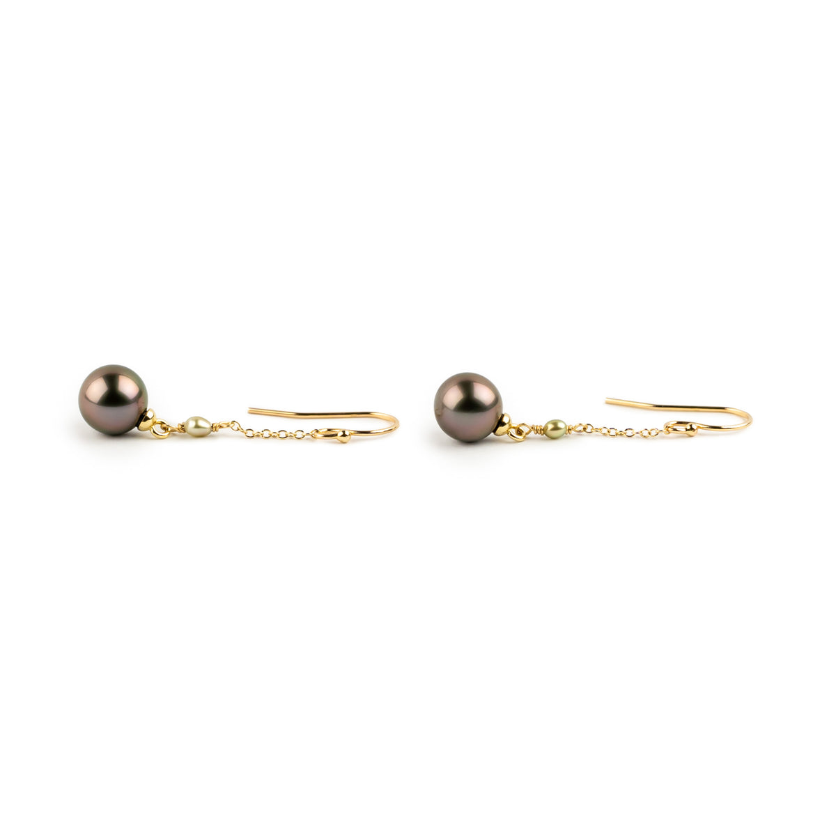 Terracotta Pink Tahitian Pearl Poseidon Earrings on 14K Yellow Gold