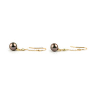 Terracotta Pink Tahitian Pearl Poseidon Earrings on 14K Yellow Gold