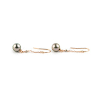 Golden Pink Tahitian Pearl Poseidon Earrings on 14K Rose Gold