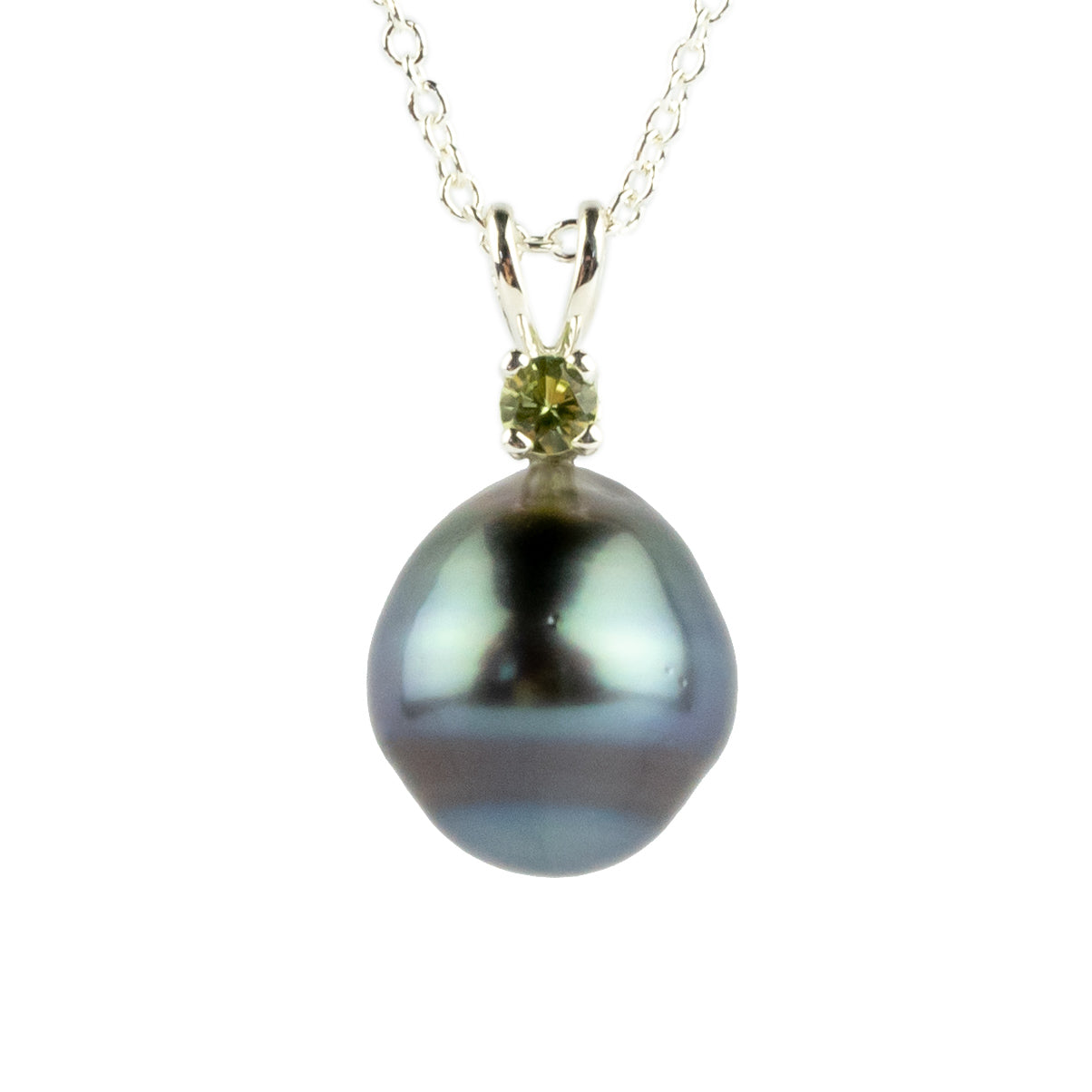 Tahitian Pearl & Peridot Sky Blue Étoile Necklace on Sterling Silver