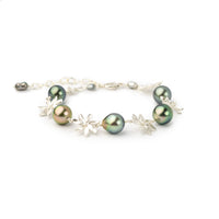 Pastel Peacock Tiaré Sterling Silver Tahitian Pearl Bracelet