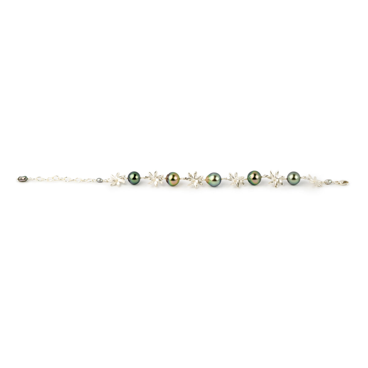 Pastel Peacock Tiaré Sterling Silver Tahitian Pearl Bracelet