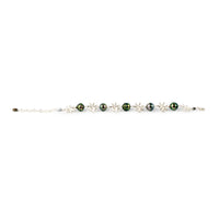 Wild Peacock Circled Tiaré Sterling Silver Tahitian Pearl Bracelet