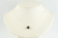 Aubergine Green 9.3mm Tahitian Pearl I'a Necklace on Sterling Silver