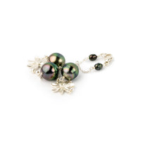 Jungle Flower Tiaré Tahitian Pearl Tin Cup Bracelet on Sterling Silver