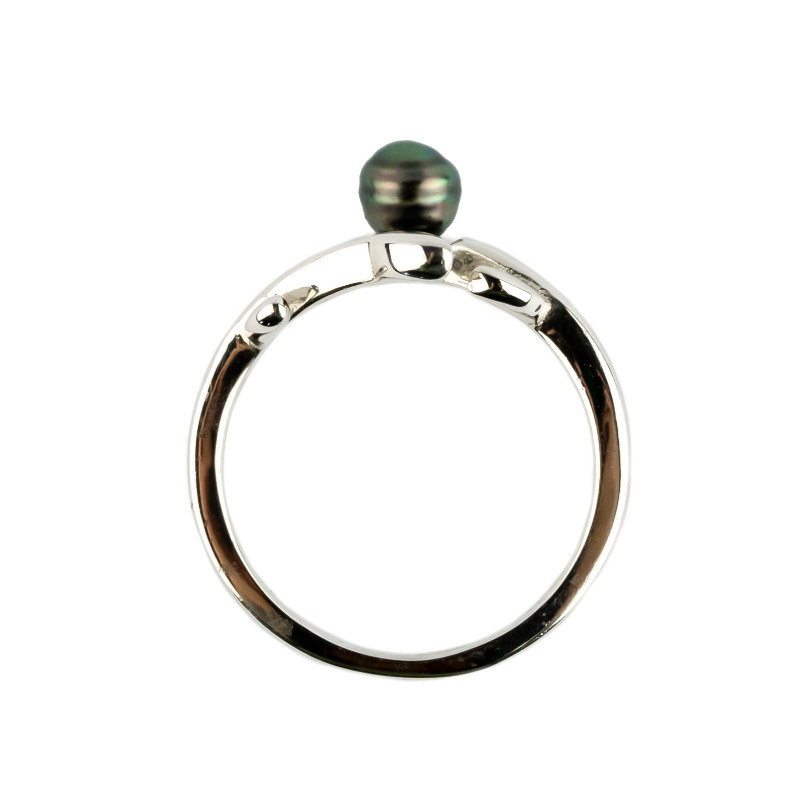 Peacock Green Keshi Tahitian Pearl Vine Ring