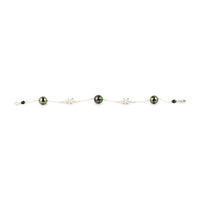 Jungle Flower Tiaré Tahitian Pearl Tin Cup Bracelet on Sterling Silver