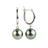 Aqua Pink 8.7mm Tahitian U-Hoop Earrings on 14k White Gold