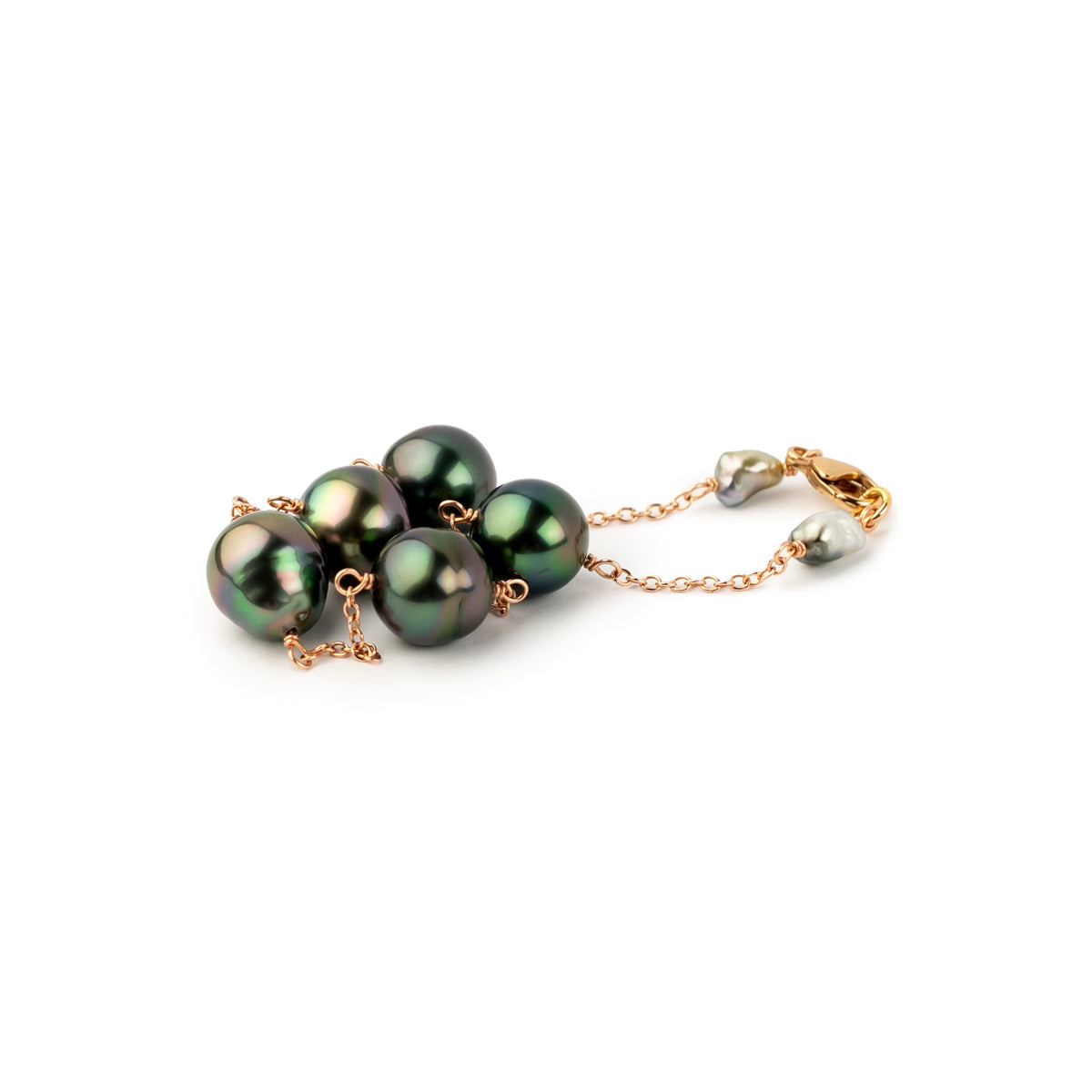 Purple Passion Tahitian Pearl Tin Cup Bracelet on 14K Rose Gold