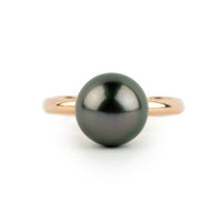 Glorious Green 10.3mm Tahitian Pearl Ring on 14k Rose Gold