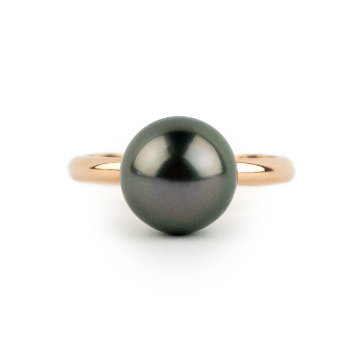 Glorious Green 10.3mm Tahitian Pearl Ring on 14k Rose Gold