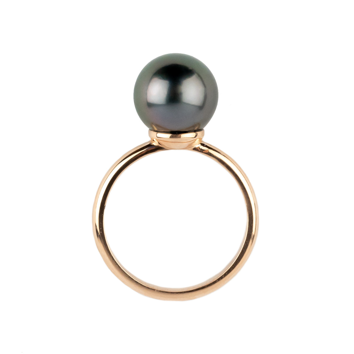 Glorious Green 10.3mm Tahitian Pearl Ring on 14k Rose Gold