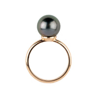 Glorious Green 10.3mm Tahitian Pearl Ring on 14k Rose Gold