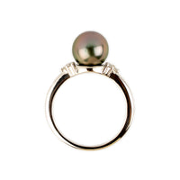 Tahitian Pearl & Diamond Toru Ring on 14K White Gold