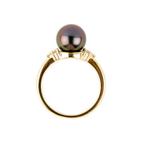Tahitian Pearl & Diamond Toru Ring on 14K Yellow Gold