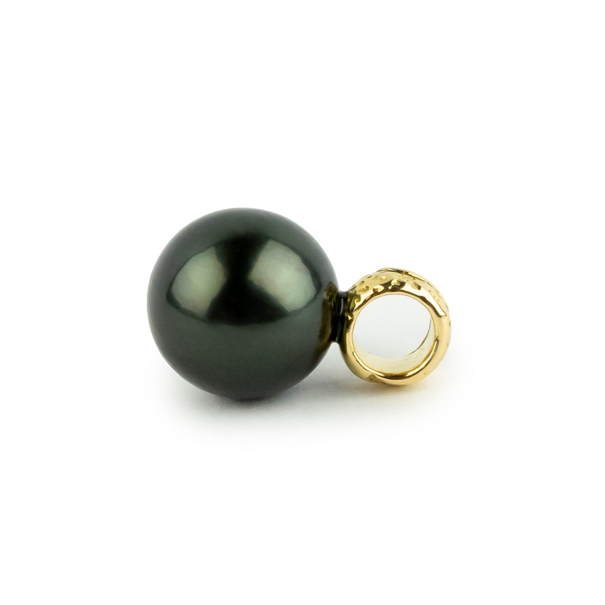 Darkest Green 10.1mm Tahitian Pearl Pendant on 18K Yellow Gold