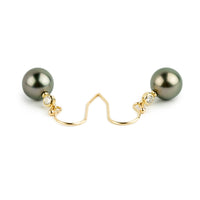 Tahitian Pearl & Diamond Aurora French Hook Earrings on 14K Yellow Gold