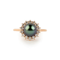 Tahitian Pearl & Diamond Soleil Ring on 14K Rose Gold