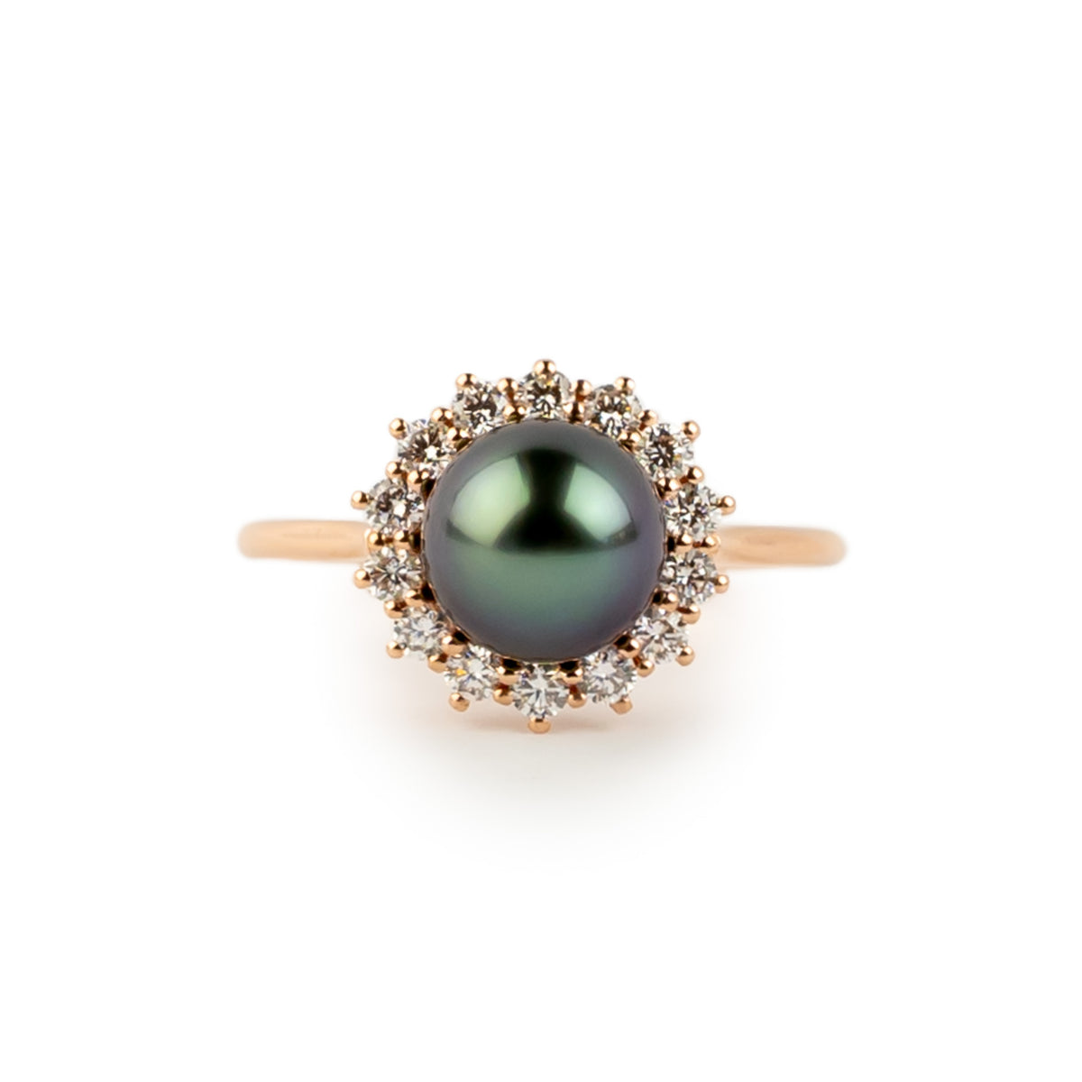 Tahitian Pearl & Diamond Soleil Ring on 14K Rose Gold