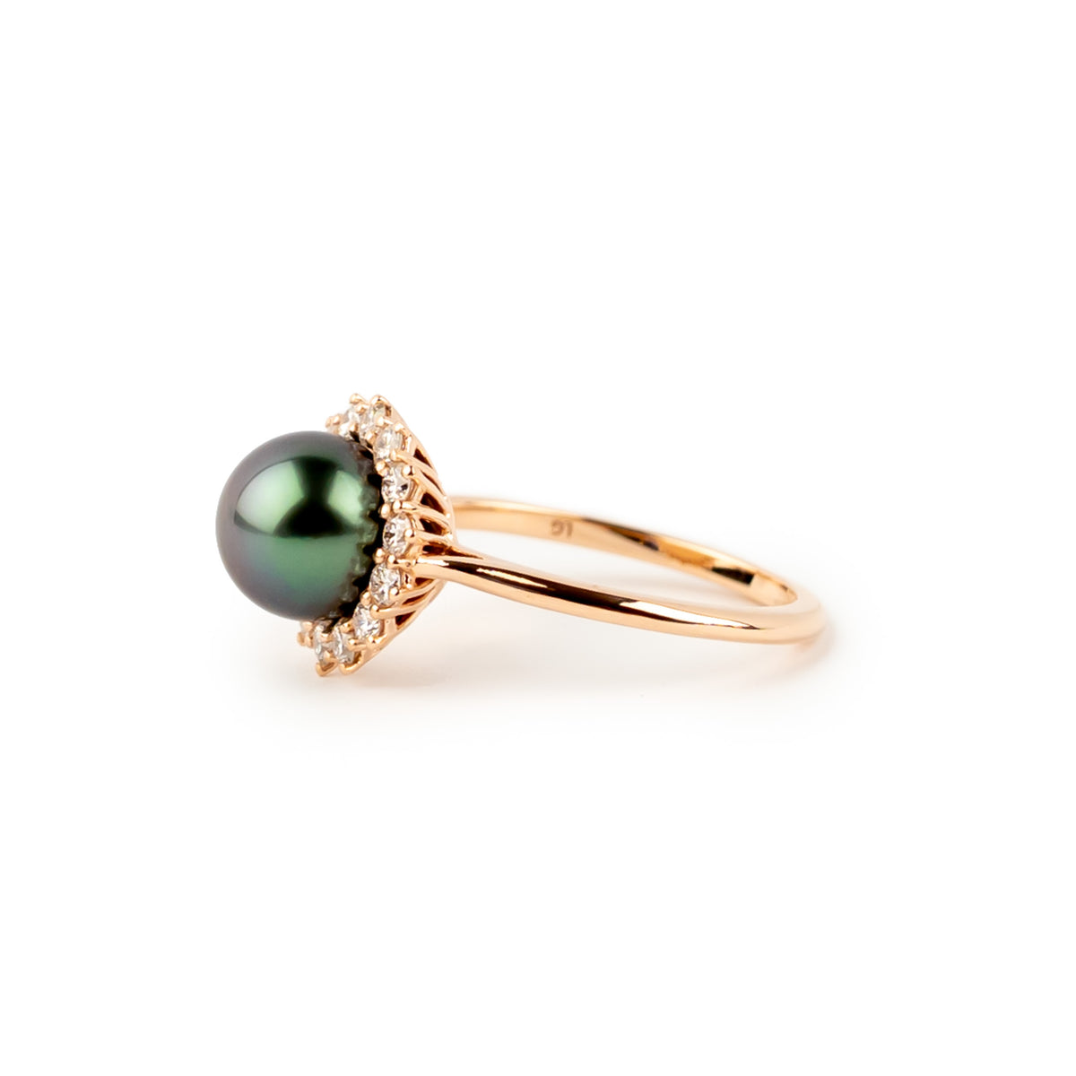 Tahitian Pearl & Diamond Soleil Ring on 14K Rose Gold