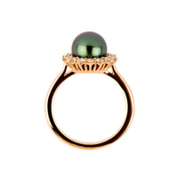 Tahitian Pearl & Diamond Soleil Ring on 14K Rose Gold