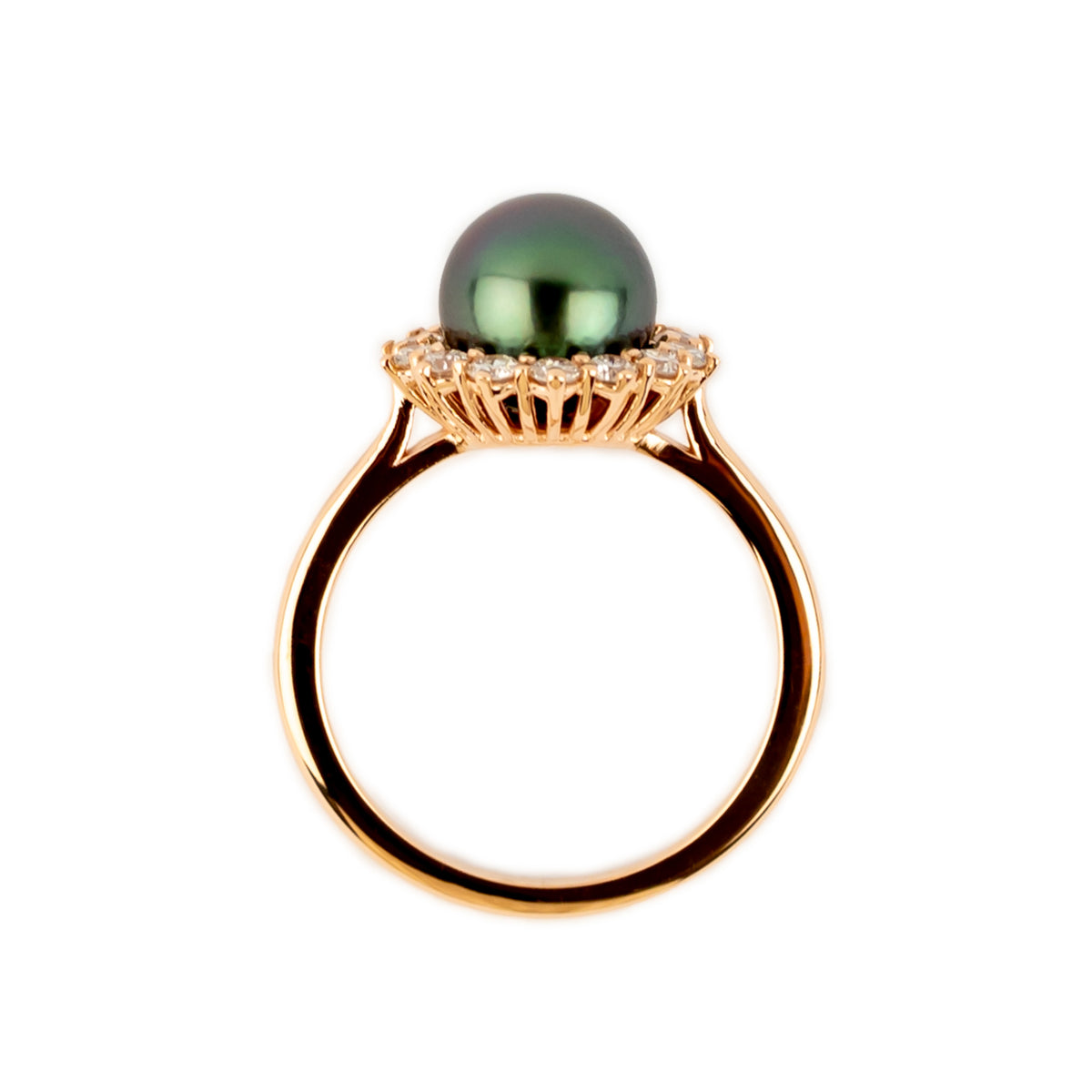 Tahitian Pearl & Diamond Soleil Ring on 14K Rose Gold