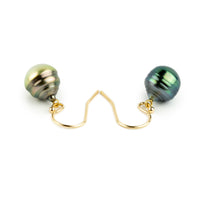 Sea & Sand Circled Tahitian Pearl Dangle Earrings on 14K Yellow Gold