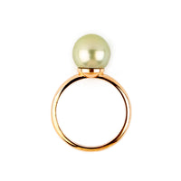 Golden Pistachio 9.6mm Tahitian Pearl Ring on 14K Rose Gold