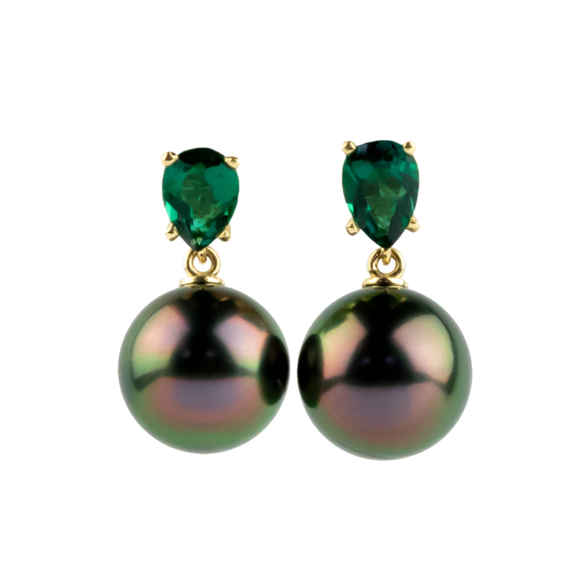 Tahitian Pearl & Emerald Sirène Earrings