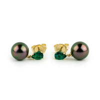 Tahitian Pearl & Emerald Sirène Earrings