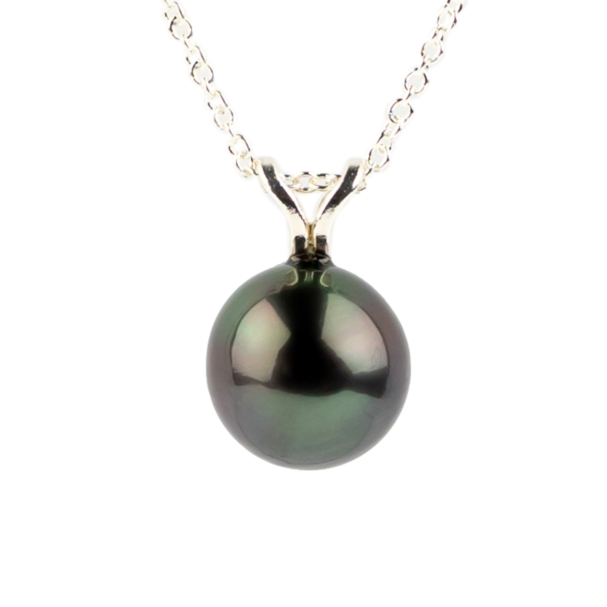 Starless Night 8.2mm Tahitian Pearl I'a Necklace on Sterling Silver