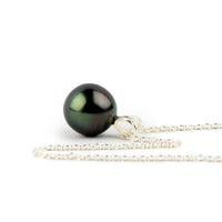 Starless Night 8.2mm Tahitian Pearl I'a Necklace on Sterling Silver