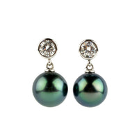 Tahitian Pearl & Diamond Nova Earrings on 14K White Gold