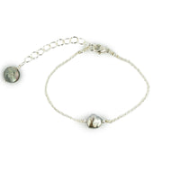 Tahitian Keshi Pearl Chain Bracelet on Sterling Silver