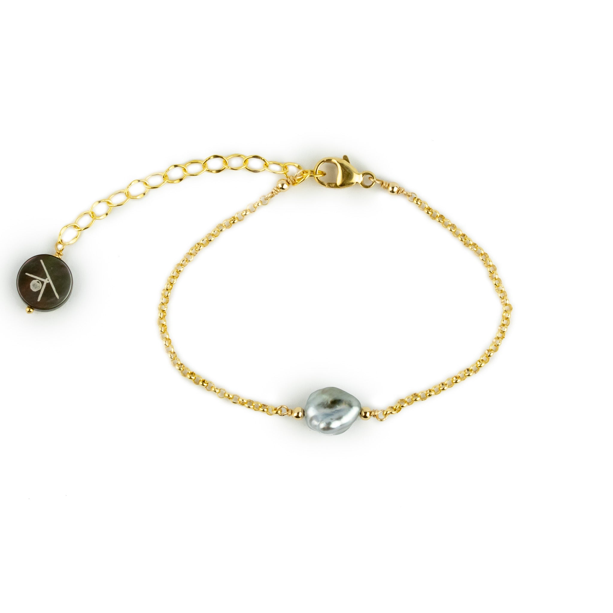 Tahitian Keshi Pearl Chain Bracelet on 14/20 Gold Filled