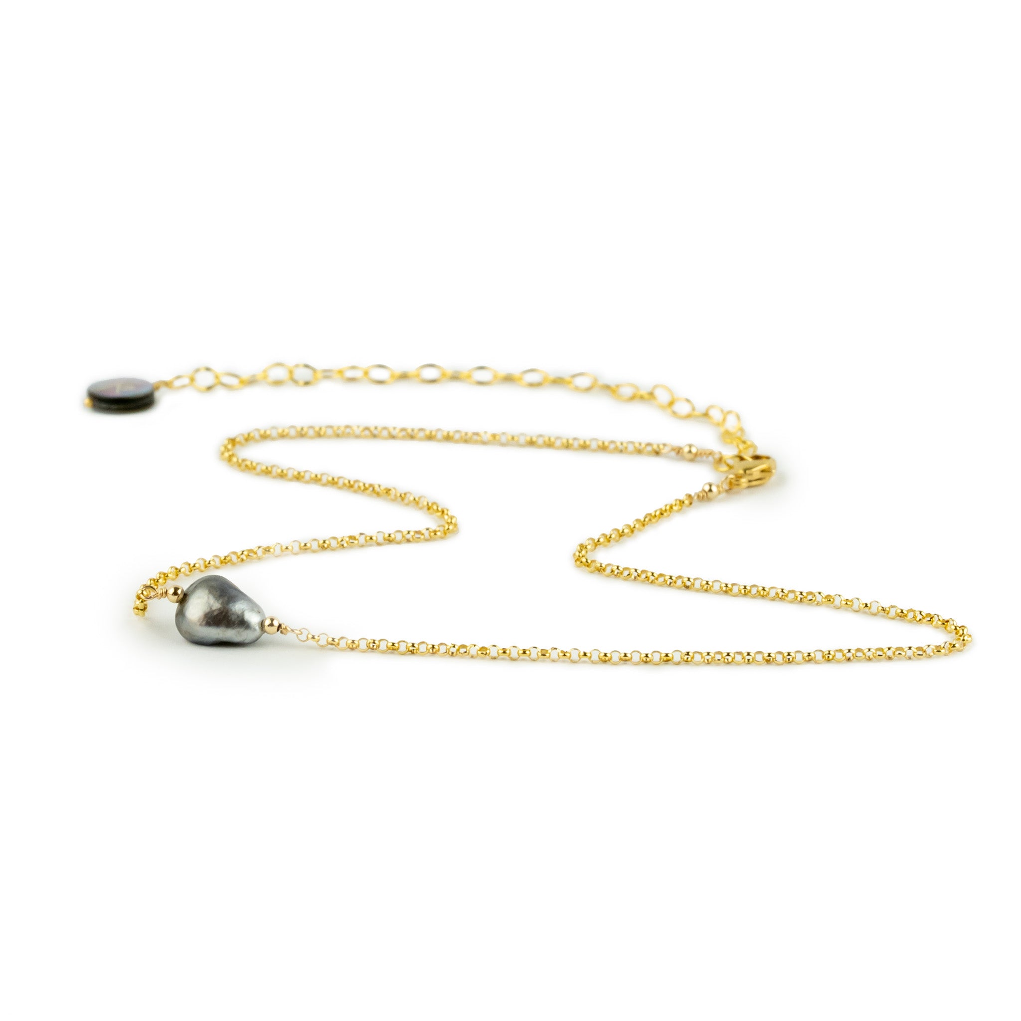 Tahitian Keshi Pearl Chain Choker Necklace on 14/20 Gold Filled