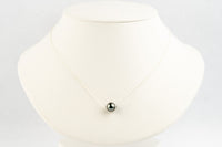 Misty Lavender Green 10mm Tahitian Pearl Solitaire Necklace on Sterling Silver