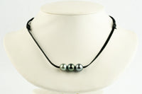 Silvery Blue Green 10.4-10.9mm Triple Eimeo Mana Necklace