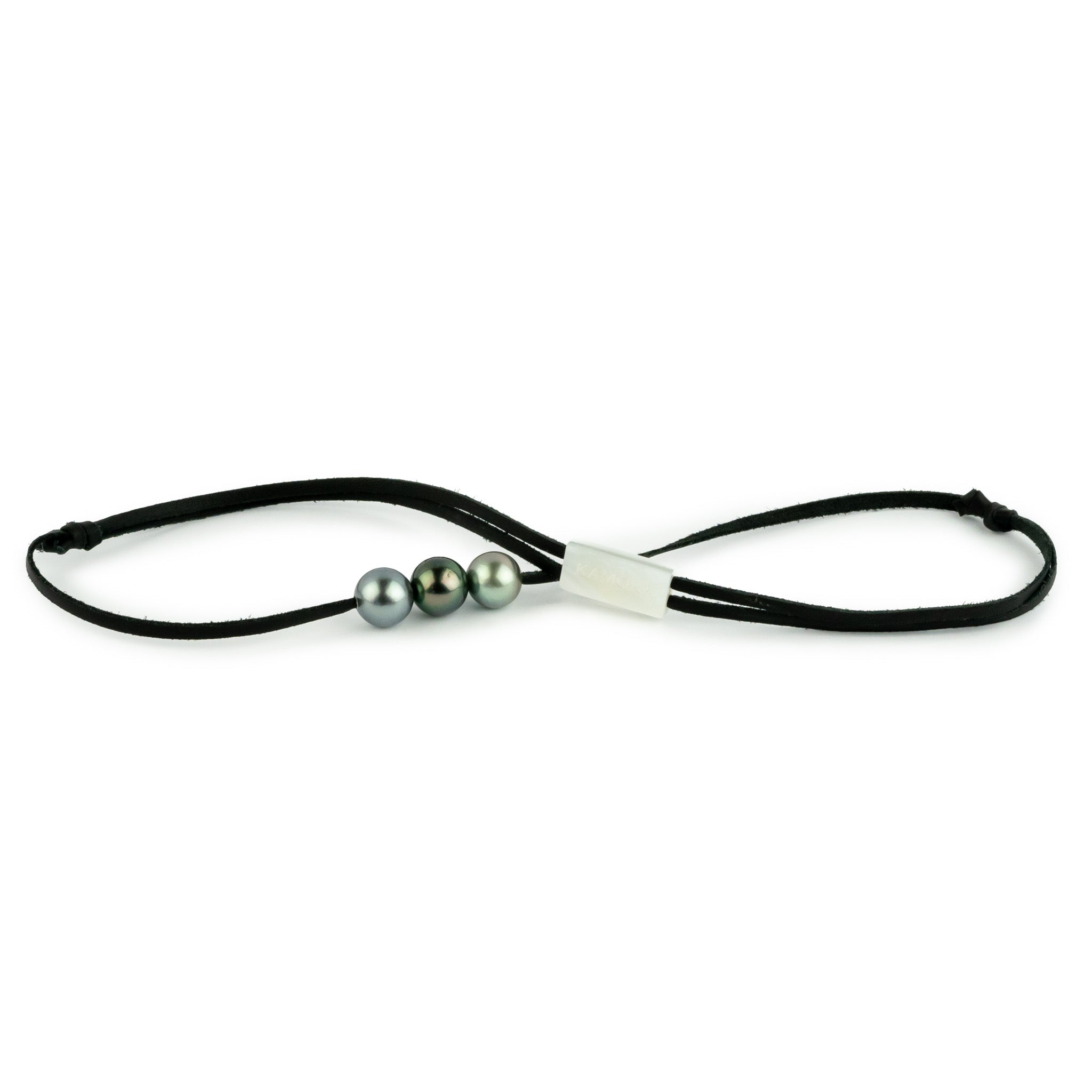 Silvery Blue Green 10.4-10.9mm Triple Eimeo Mana Necklace