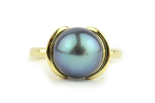 Midnight Blue Tahitian Pearl Petal Ring