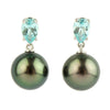 Tahitian Pearl & Aqua Sapphire Sirène Earrings