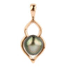 Deep Green Keshi Pearl Lotus Pendant on 10K Rose Gold