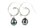 Cascadia Tahitian Pearl Sterling Silver Swirl Hoop Earrings