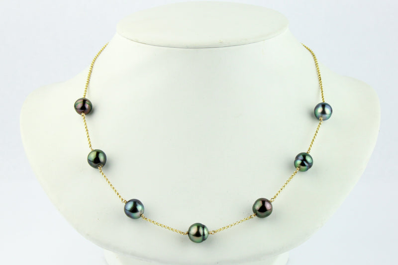 Multi-Colorful Circled Tin-Cup Tahitian Pearl Necklace