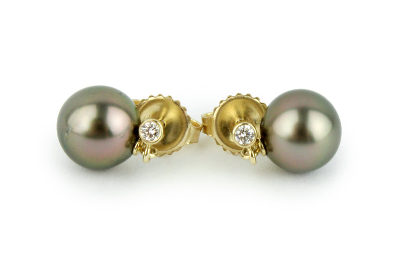 Tahitian Pearl & Diamond Étoile Earrings